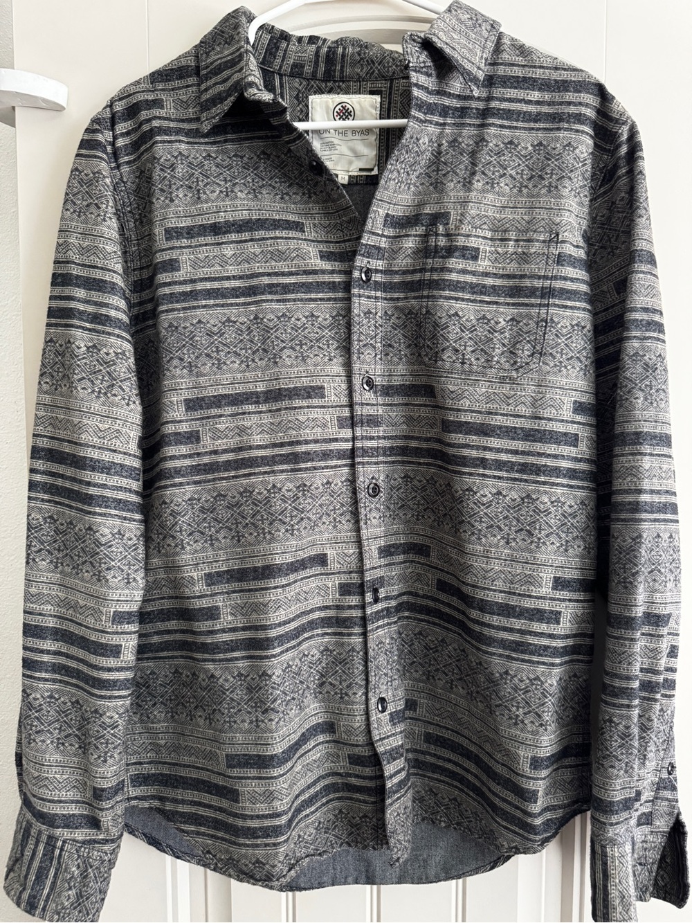 on the byas Gray and Navy Patterned Button-Up Shirt